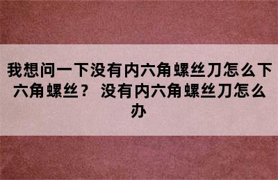 我想问一下没有内六角螺丝刀怎么下六角螺丝？ 没有内六角螺丝刀怎么办